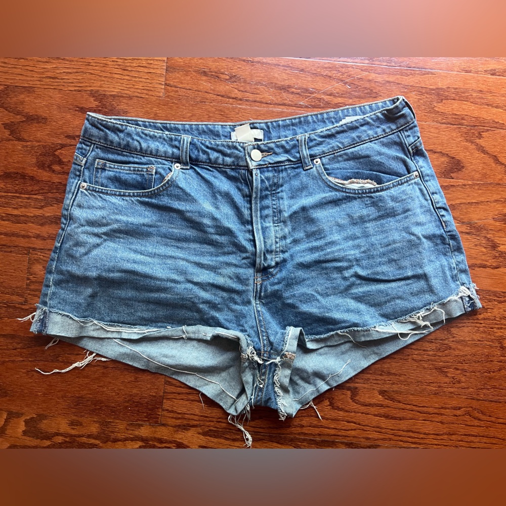 H&M Distressed Light Blue Denim Cutoff Shorts